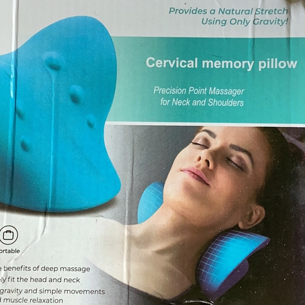 Cervical MEMORY PILLOW PRECISION POINT MASSAGER for Neck &  Shoulders EPLC AQUA